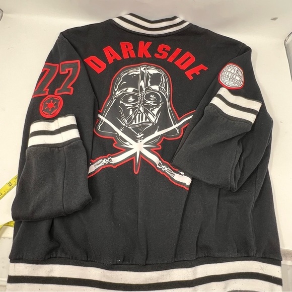 Star Wars Darth Vader Varsity Bomber Jacket Youth Size L Lightsaber Dark Side - Picture 8 of 12